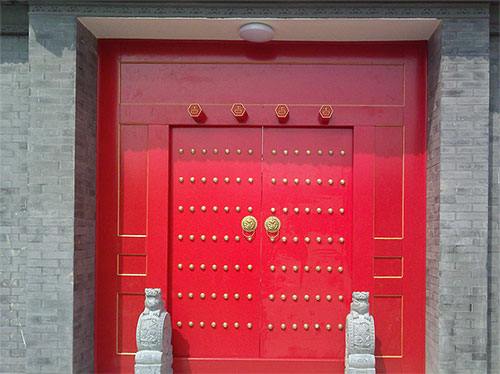 齐干却勒街道中国传统四合院系列朱红色中式木制大门木作